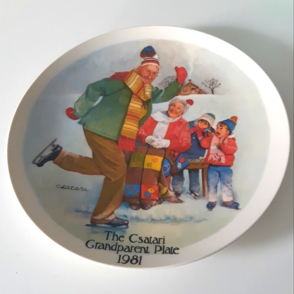 Knowles Csatari The Grandparent Collectors plate 1981 The Skating Lesson 8.5" - Picture 1 of 6